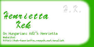 henrietta kek business card